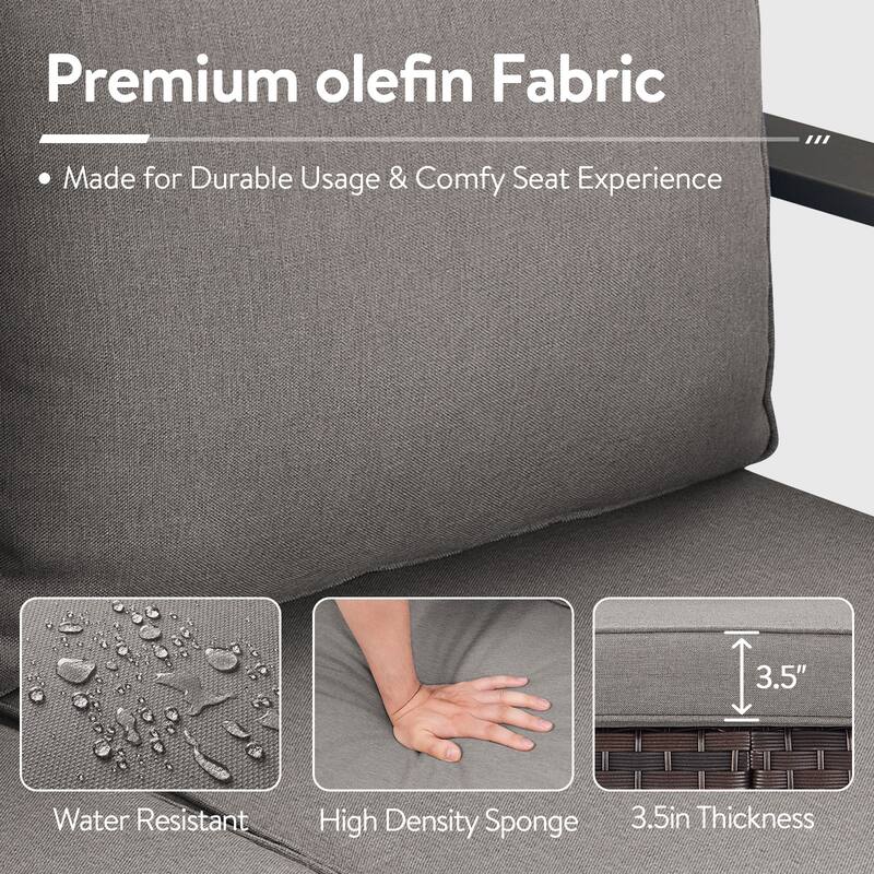 Outdoor Sofa with 2 Swivel Chair, 2 Patio Chair and Ottoman Furniture