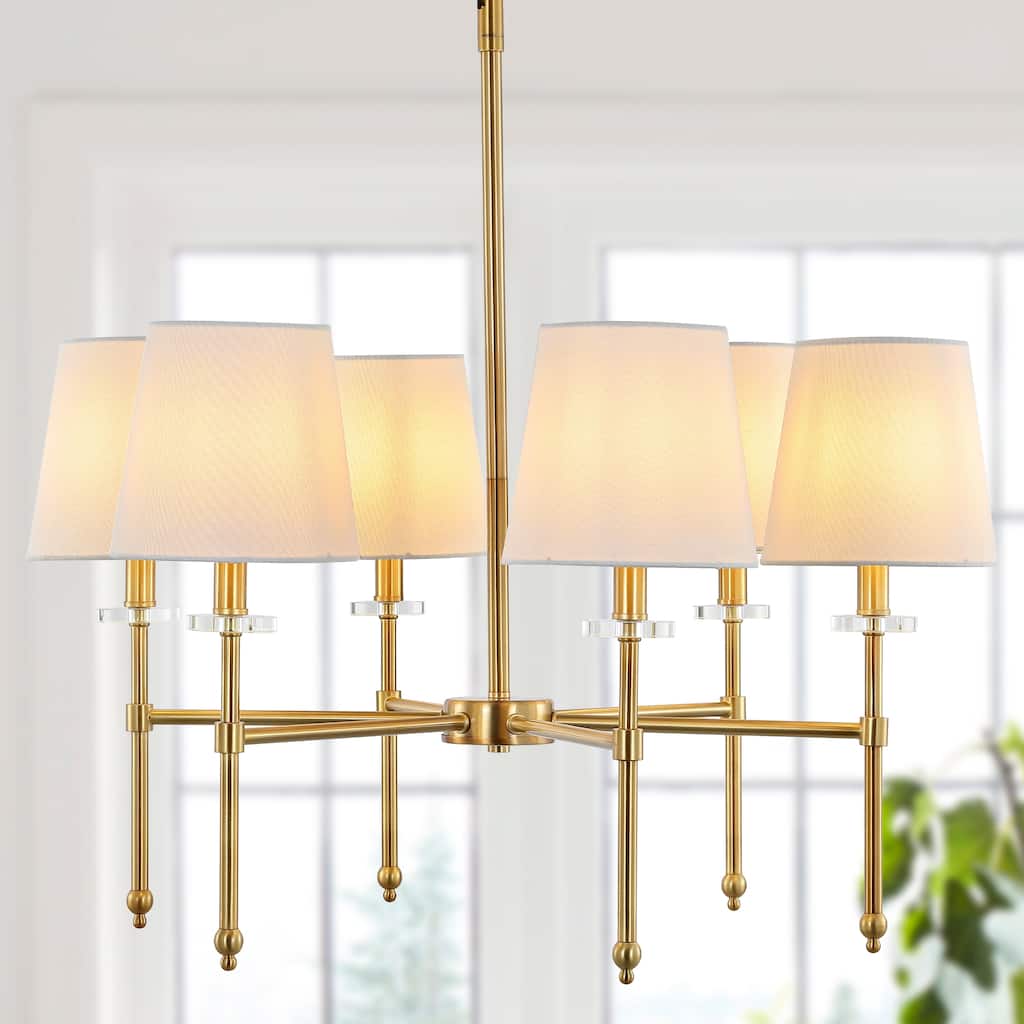 Honeycomb 27" 6-Light Mid-Century Modern Iron LED Chandelier, Brass Gold by JONATHAN Y