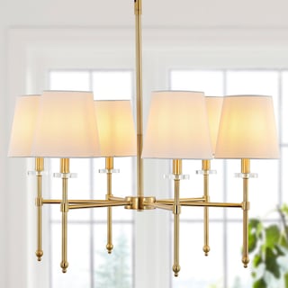Honeycomb 27" 6-Light Mid-Century Modern Iron LED Chandelier, Brass Gold by JONATHAN  Y