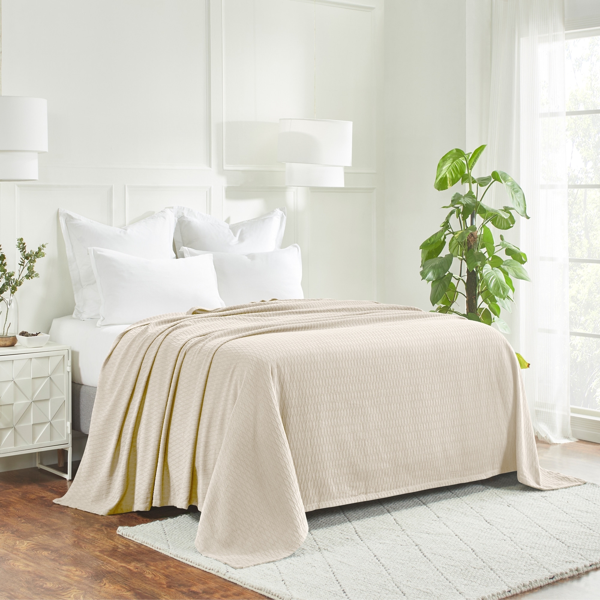 Haus Home Diamond Weave All Season Bedding Cotton Throw Blanket