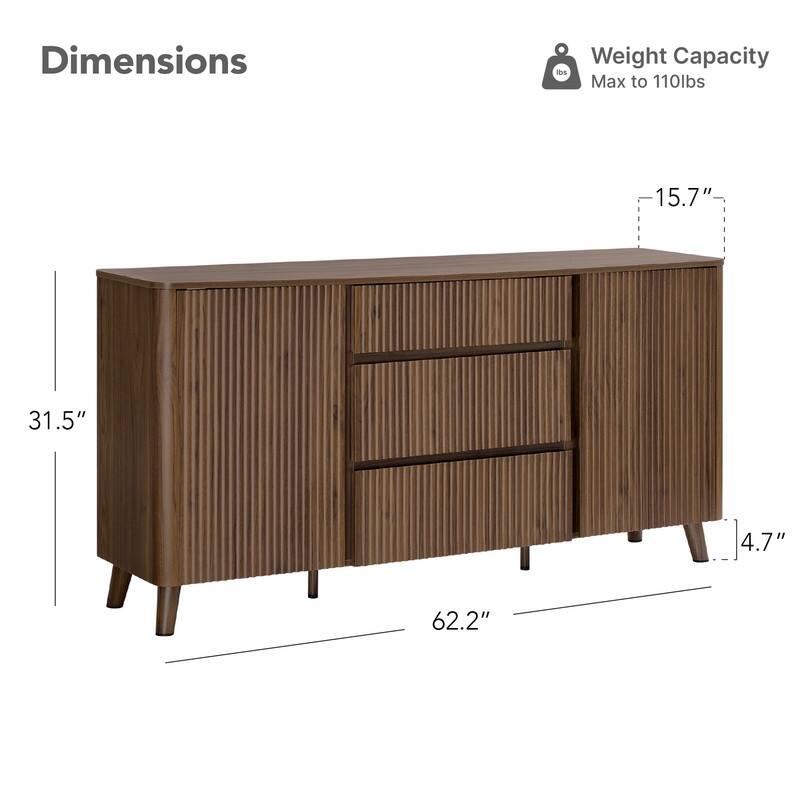 Spruce & Spring 62-Inch Sideboard Cabinet Modern Buffet Cabinet with Storage