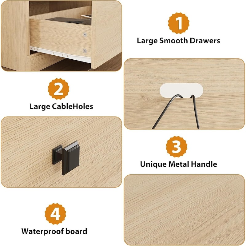 TV Console, with Open Shelves and Storage Drawer