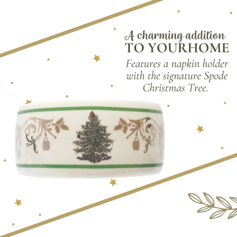 Spode Christmas Tree Gold Collection Set of 4 Napkin Rings - 2.75 Inch