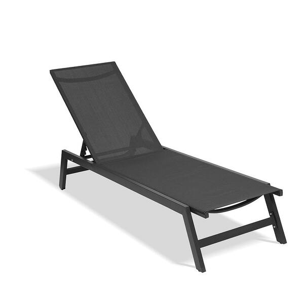 slide 2 of 16, Outdoor Chaise Lounge Chair, Five-Position Adjustable Aluminum Lounge Black