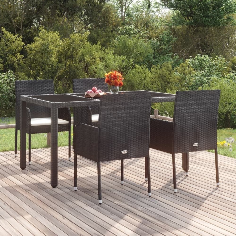 vidaXL Patio Chairs with Cushions 2 pcs Poly Rattan Black