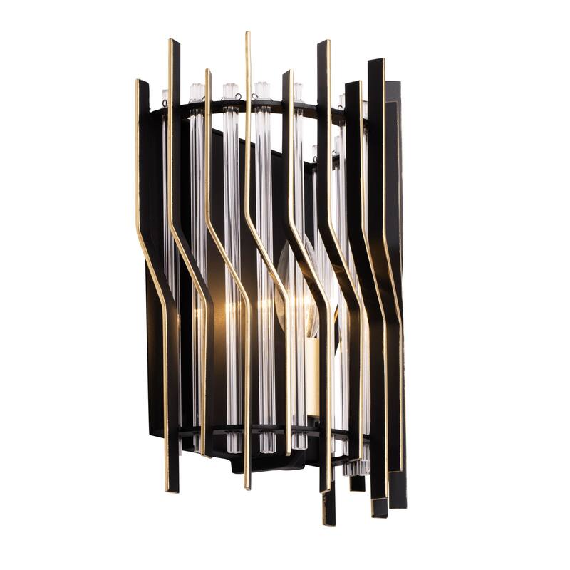 Varaluz Park Row Wall Sconce - Matte Black/French Gold - 4.75"D x 8"W x 11"H