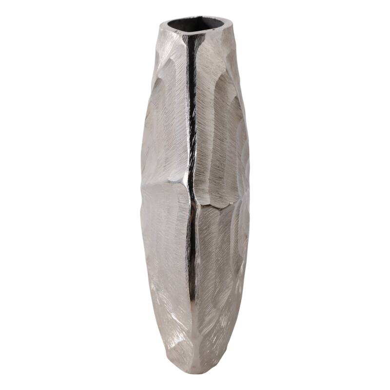 Metal Aluminum Vase Coastal Glam Scalloped Shell Pattern - 10" Silver