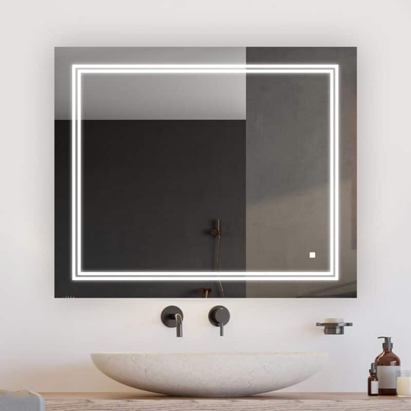 AQUADOM Soho 36" Led Lighted Mirror for Bathroom Defogger, Backlit and Front-Lit - 36"x30"x1"