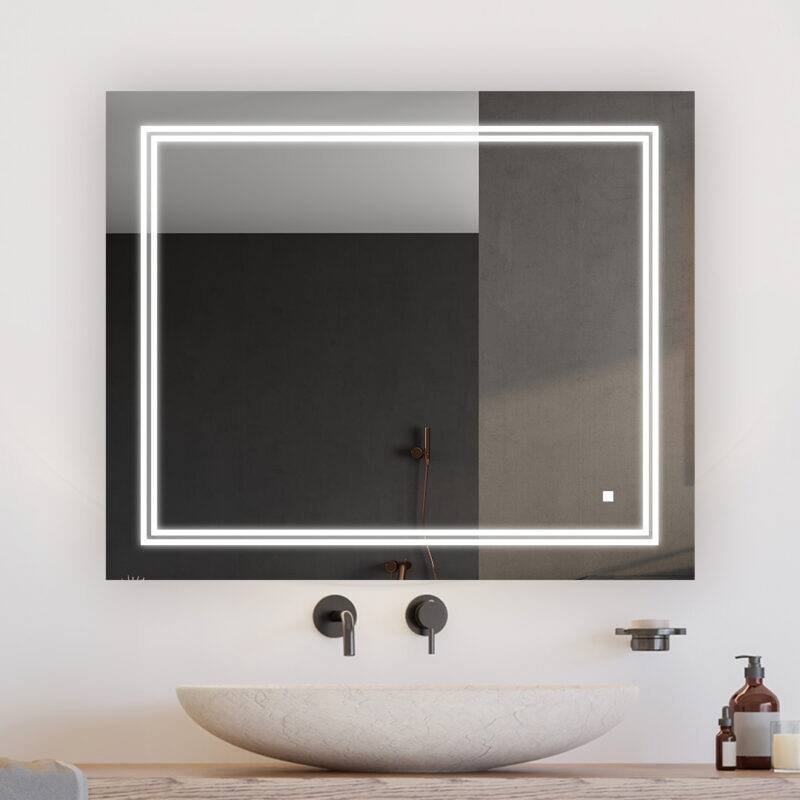 AQUADOM Soho Led Lighted Mirror for Bathroom Defogger, Backlit and Front-Lit - 36"x30"x1"