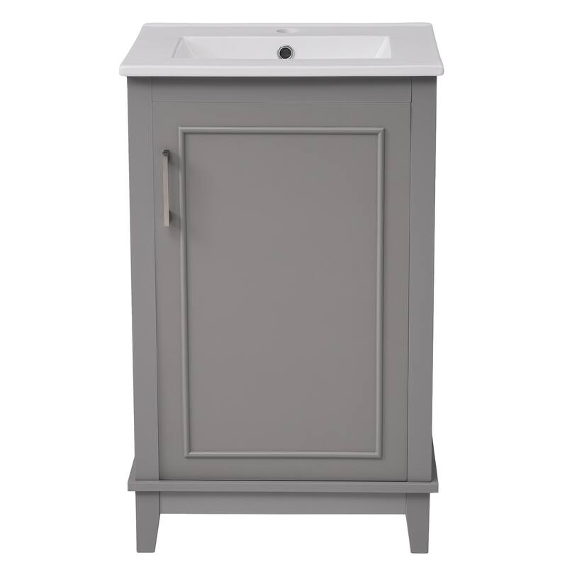 20 Inch Modern Bathroom Vanity with Ceramic Sink Small Space Cabinet