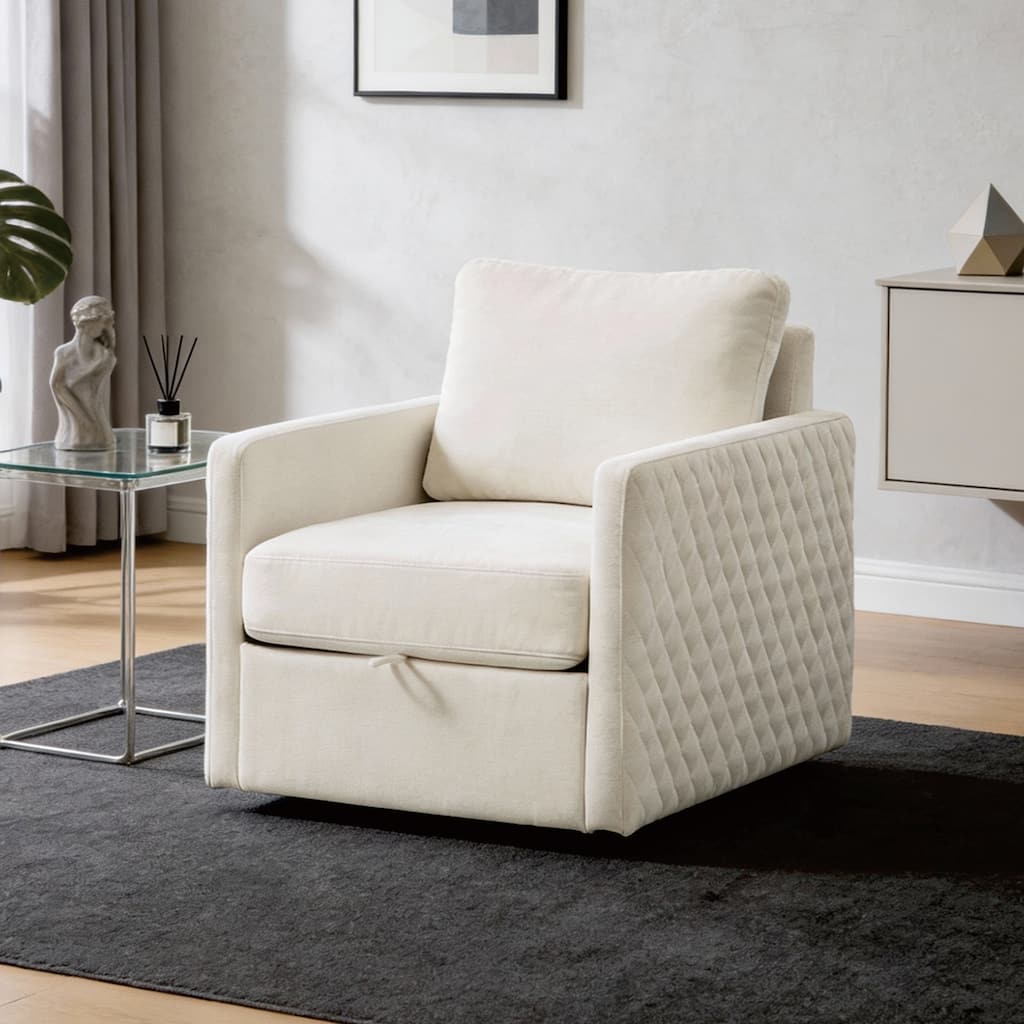 29.5"W Swivel Armchair with Hidden Storage,Club Chair Single Sofa with Pillow