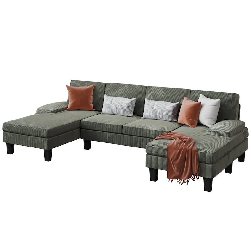 Furniwell Corduroy Modern U-section Modular Sofa