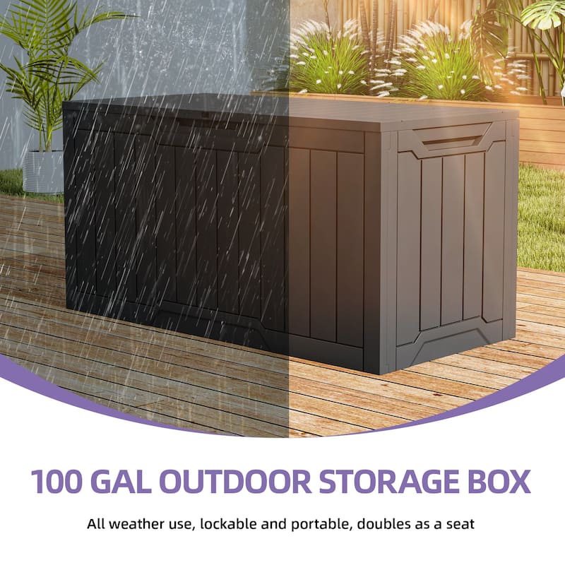 100 Gallon Outdoor Storage Waterproof Deck Box - N/A