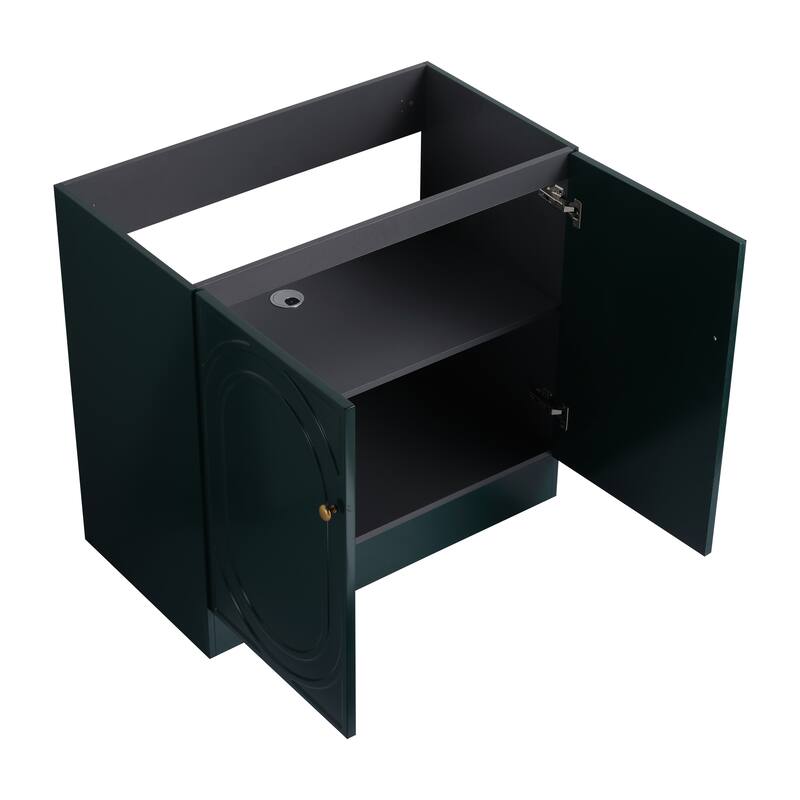 Modern 36 Inch Freestanding Bathroom Vanity Base without Sink, Storage Cabinet with Soft-Close Doors and Adjustable Shelves