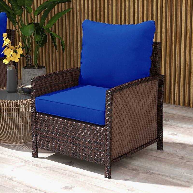 Navy Blue Yarn-Dyed Fabric Sofa Cushions with Soft Resilient Filling Set of 2 - Back Cushion: 25" L x 22.4" W x 6.5" H