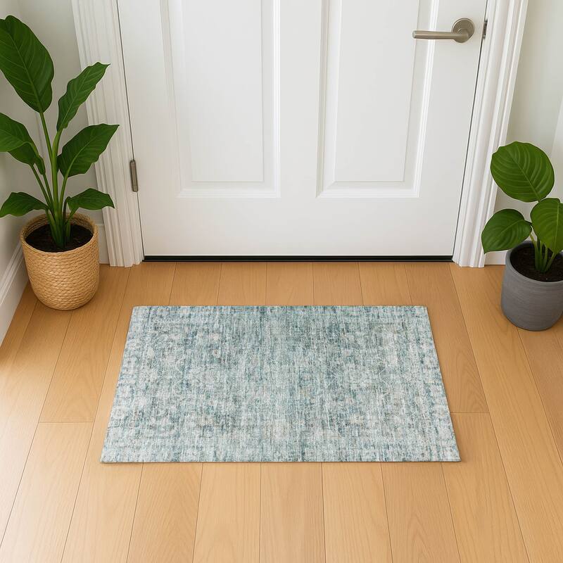 Premium Washable Super Soft Vintage Traditional Mayfield Rug - Teal - 1'8" x 2'6"