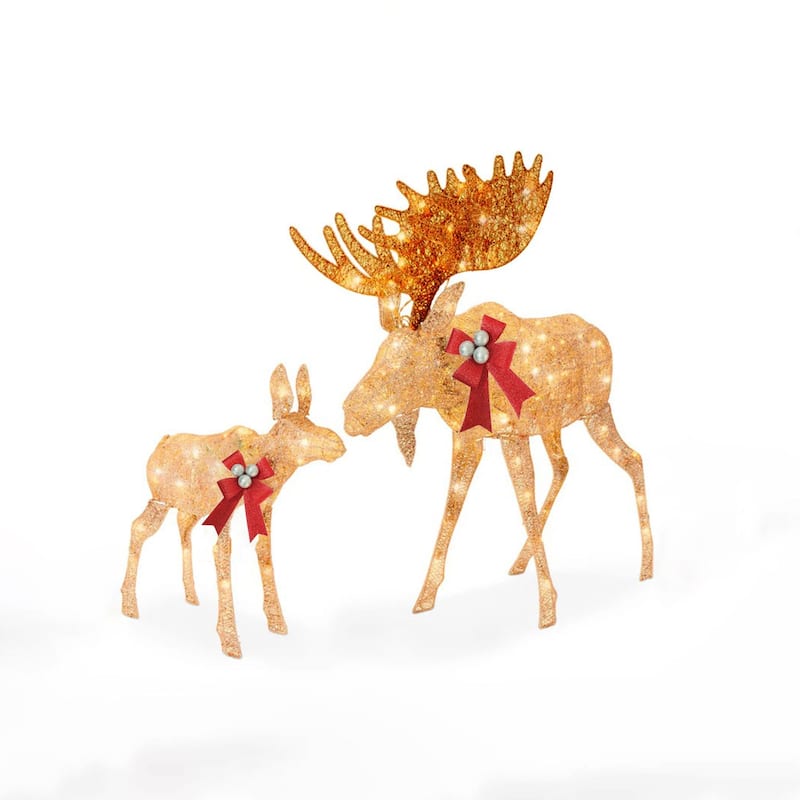 4Ft 3-Piece 2D Lighted Christmas Deer Family Set - Gold - Multi