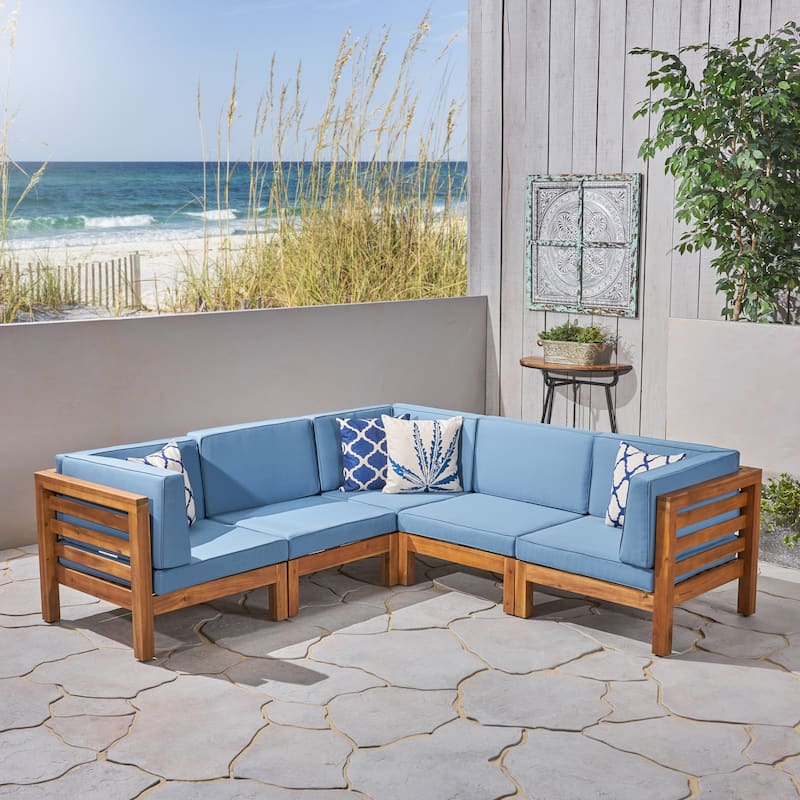 Oana Outdoor 5-seat Acacia Sectional Set by Christopher Knight Home