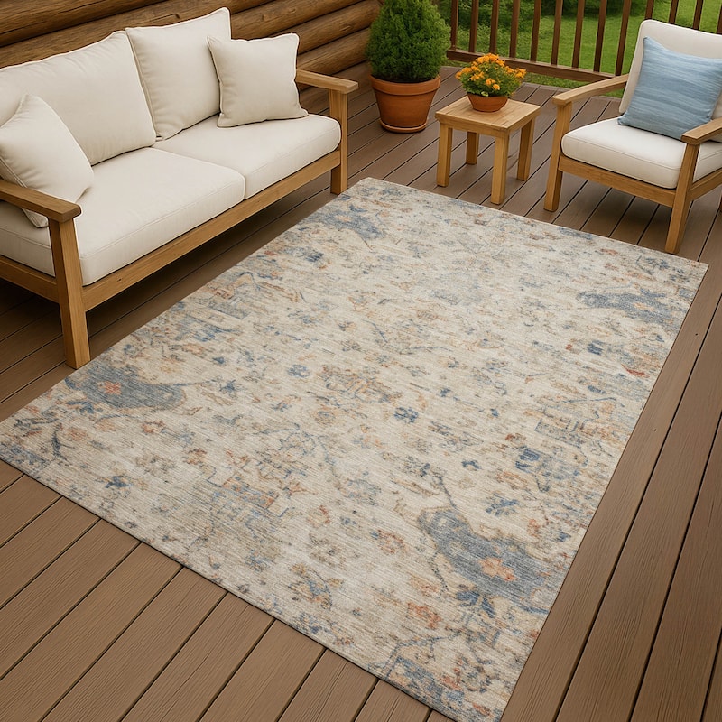 Machine Washable Indoor/ Outdoor Traditional Chelsea Chantille Rug