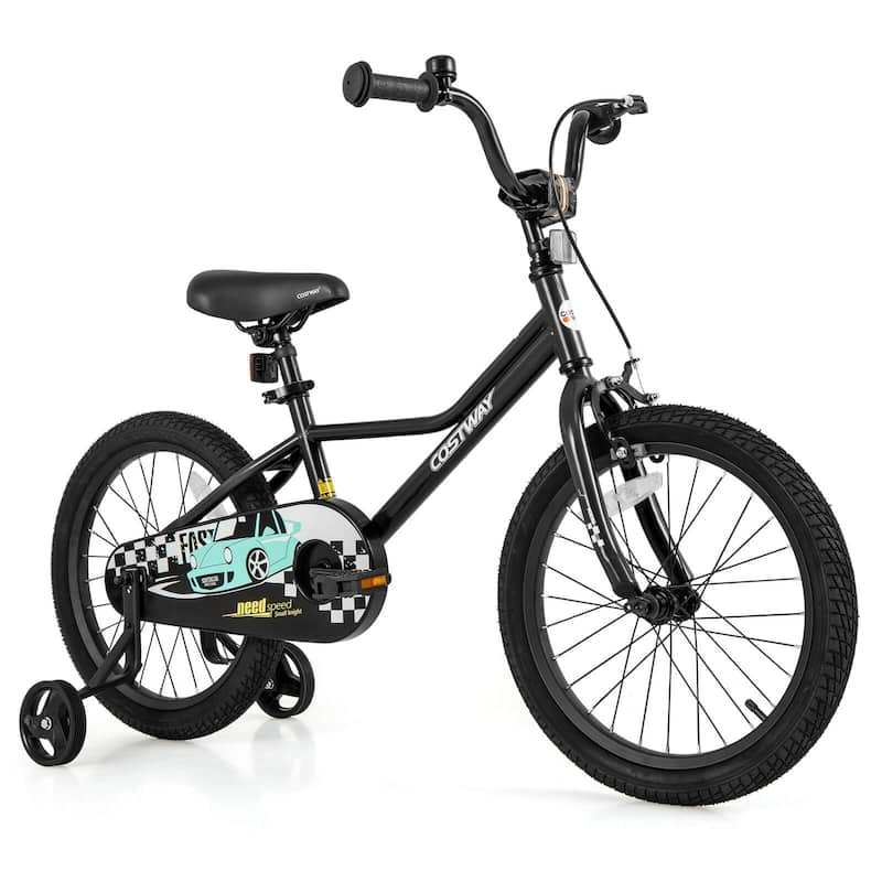 Costway 12"/14"/16"/18" Kids Training Bike with Removable Training - 18" Black - 18 inch