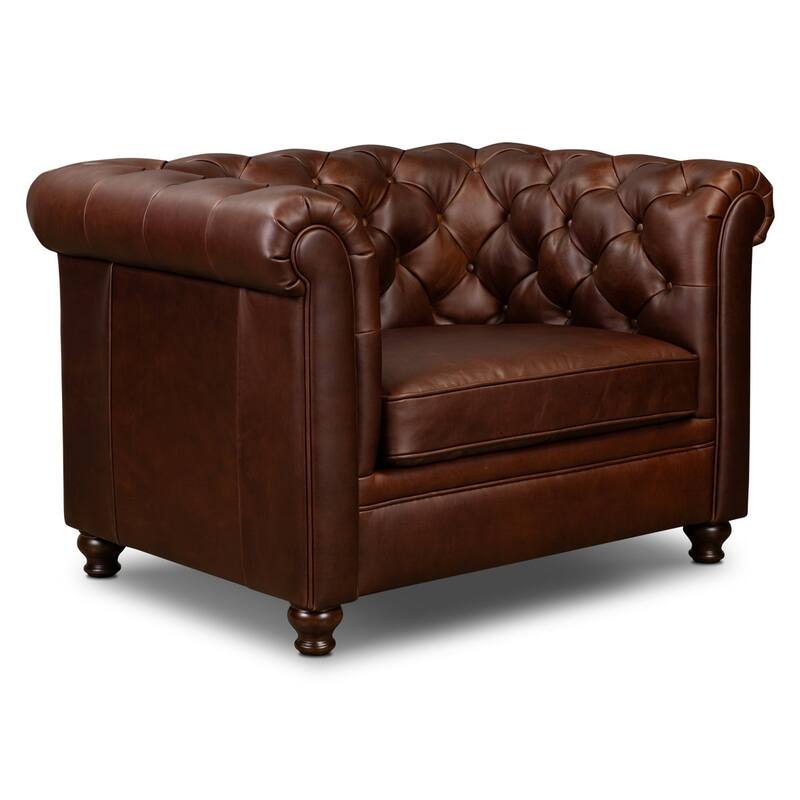 Poly & Bark Lyon Lounge Chair - Genuine Italian Leather - Oscuro Brown