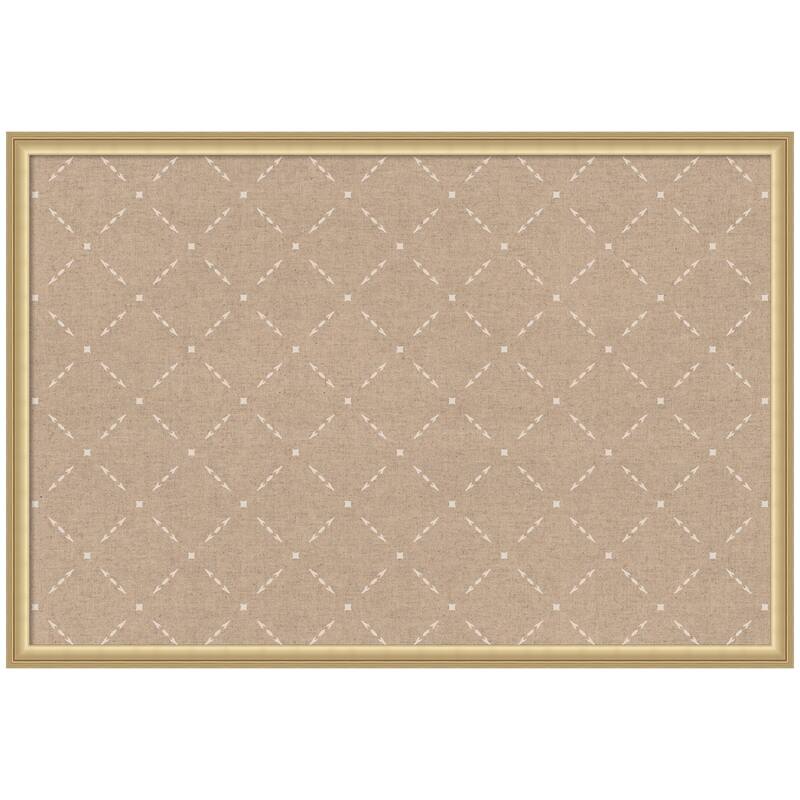 Kate and Laurel Pinboard Beige Lattice Pattern - 38x26 - Florence Gold