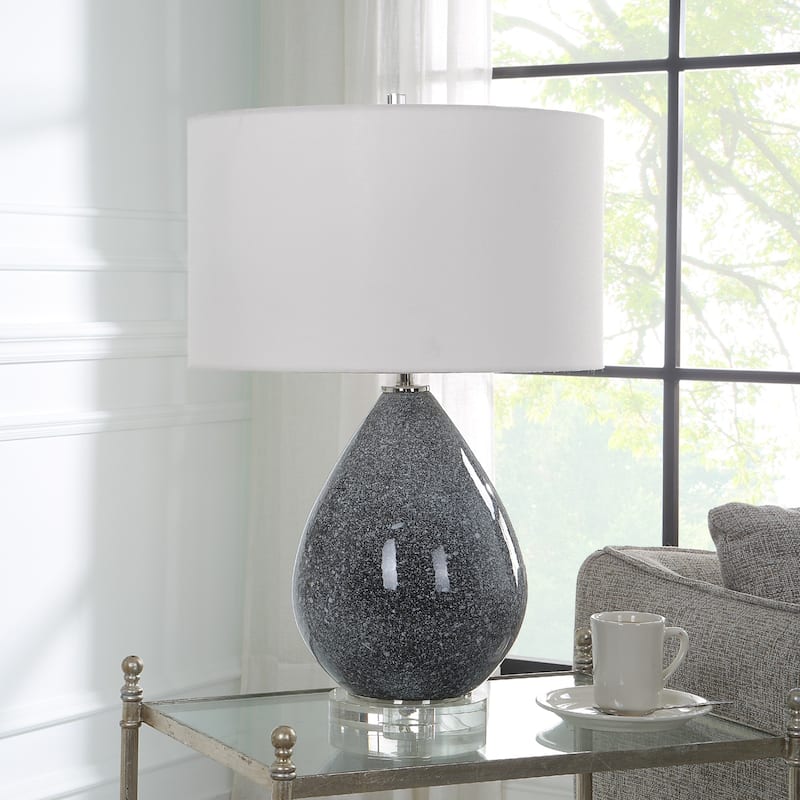 Speckled Glaze Table Lamp with Crystal Foot - 26.25