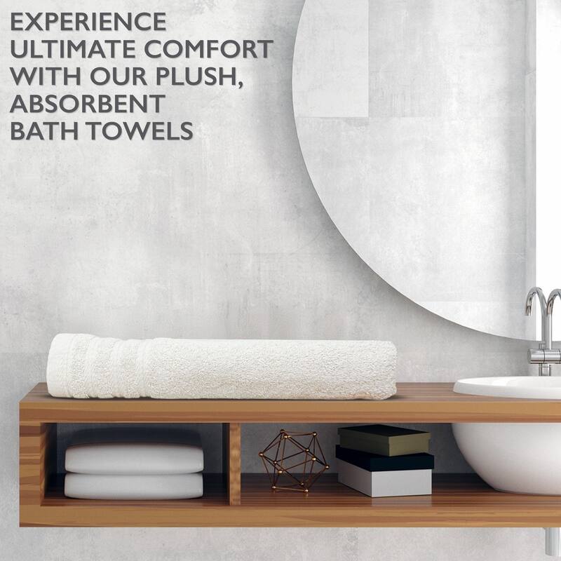 4 Piece Premium Cotton Bath Towels Set 27x54" Soft Absorbent - White