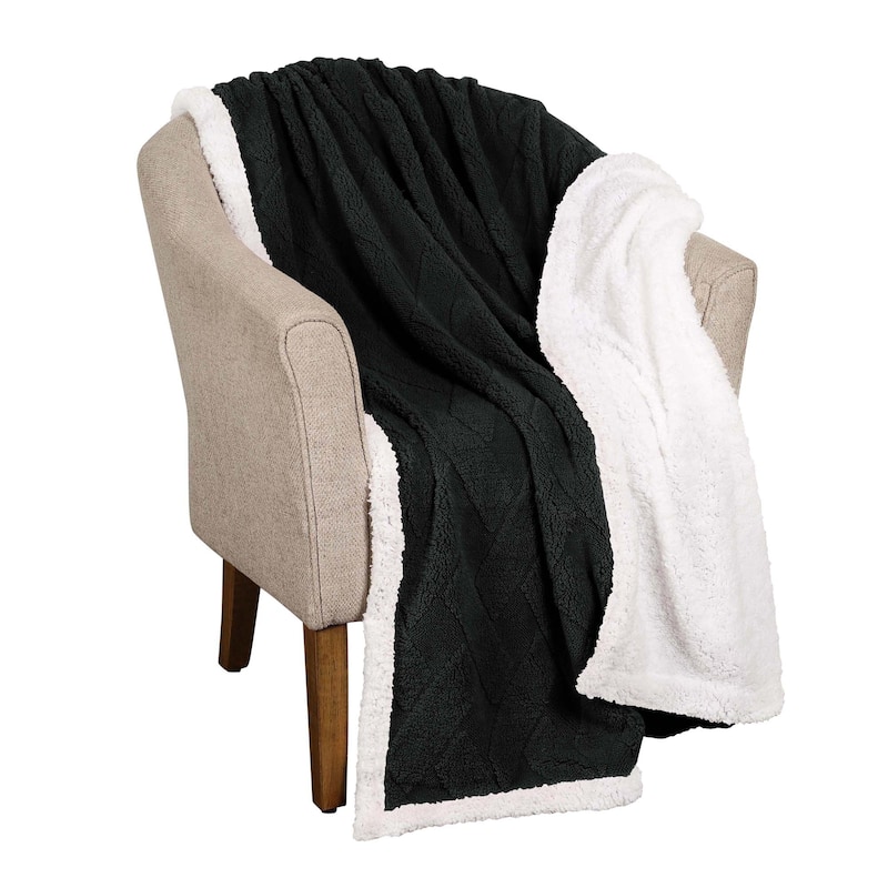 Superior Nuuk Jacquard Lattice Fluffy Sherpa Fleece Blanket