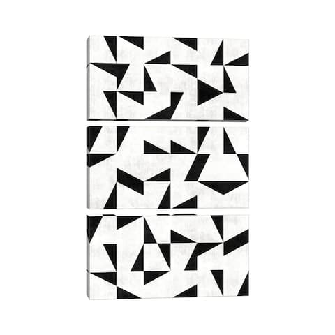 iCanvas "Mid-Century Modern Pattern No.11 - Black and White Concrete" by Zoltan Ratko 3-Piece Canvas Wall Art Set