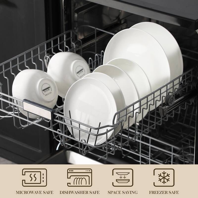 MALACASA 16-Piece New Bone China Dinnerware Set, Service for 4