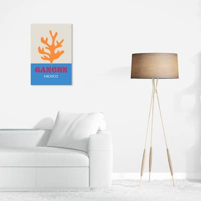 Wynwood Studio Canvas Nautical and Coastal Travel to Cancun Orange and Modern & Contemporary Wall Art Canvas Print