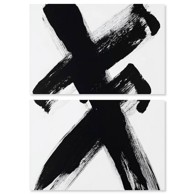 Black X Canvas Set of 2 by Art Remedy, Gallery Wrapped - 54" x 36"