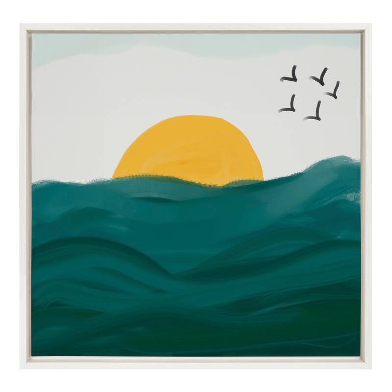 Kate and Laurel Sylvie Horizon Framed Canvas by Oris Eddu - 22x22 - Plastic - White
