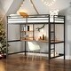 preview thumbnail 1 of 18, Full Size Metal Modern Loft Bed With Desk and Shelve,Solid Construction