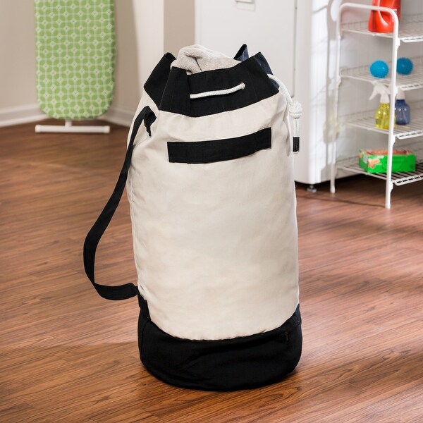 Honey Can Do Black and White Laundry Duffle with Shoulder Strap On Sale Bed Bath Beyond 10597414