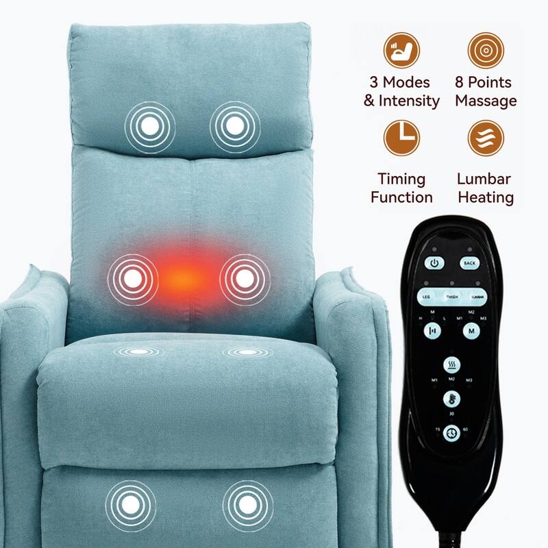 Heat Massage Manual Recliner Chair with Rocker and Swivel in Fabric for Living Room