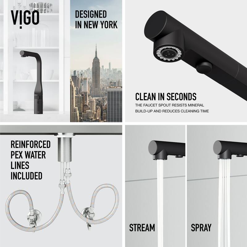VIGO Jewel 15" H Touchless Pull-Out Sprayer Kitchen Faucet