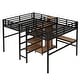 preview thumbnail 7 of 11, Natural Wood Twin Over Twin Loft Bed with Double Desk Wardrobe Shelves Power Outlet