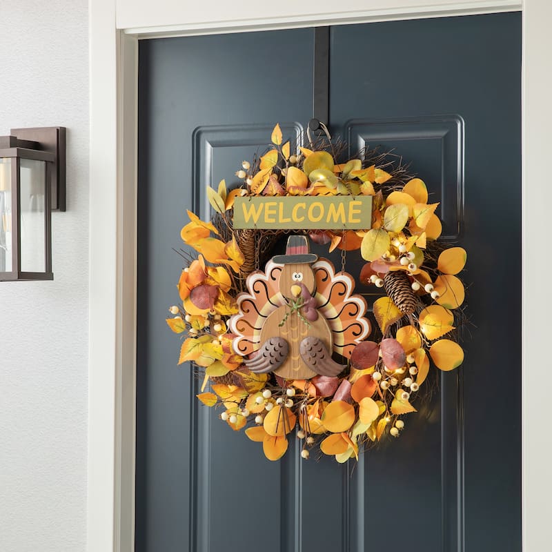 Glitzhome Thanksgiving Wooden Turkey Table Decor Wall Hanging Signs