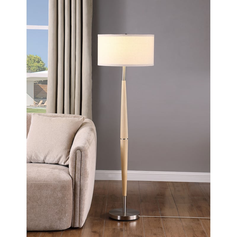 Flanary 58-Inch Drum Shade Tapered Floor Lamp Natural