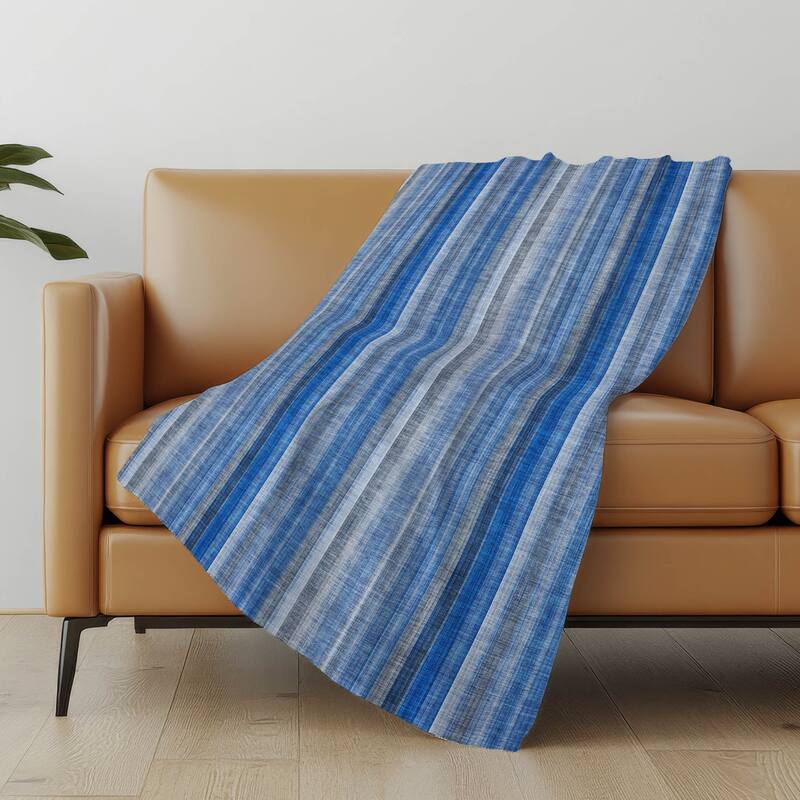 Premium Machine Washable Contemporary Stripe Sherpa Throw Blanket