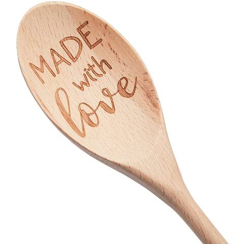 Wooden Serving Spoon for Cooking, Made With Love, Gift (13.75 Inches)
