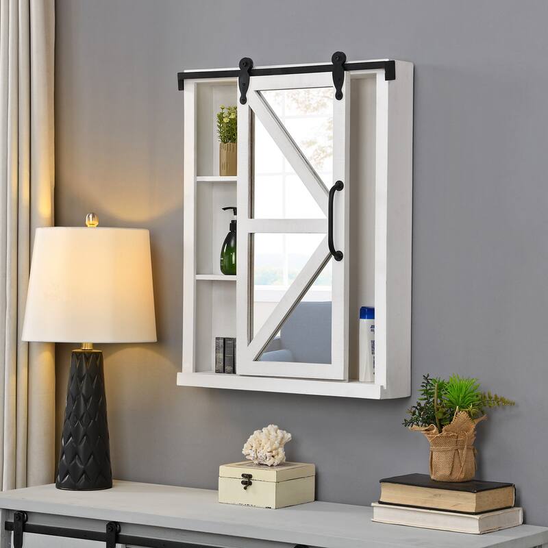FirsTime & Co. Winona Farmhouse Barn Door Cabinet Mirror, Mirror, 21 x 5.5 x 28 in, American Designed