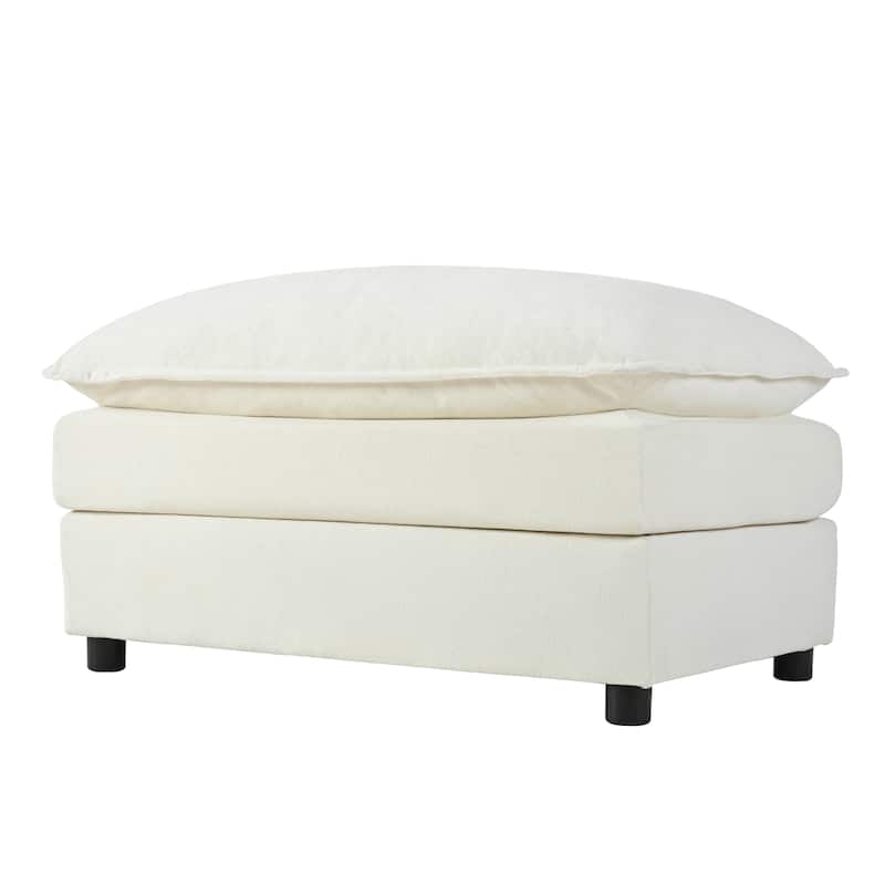 Chenille Loveseat Upholstered Deep Seat Sofa with 2 Movable Ottomans and 2 Pillows Love Seat Modular Couch for Apartment