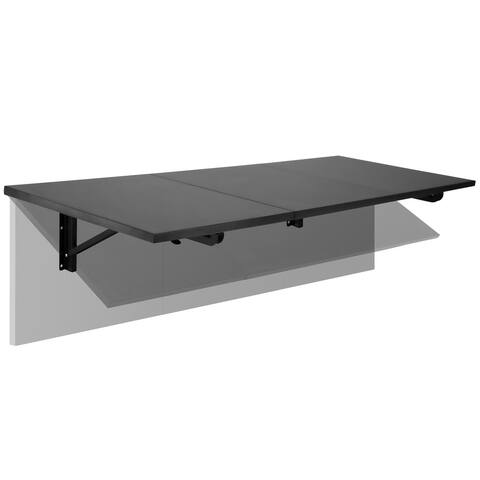 Mount-It! Heavy Duty Drop Down Table [45"x15 x7.125" 110 lbs] Wall Mounted Drop Leaf Tables - Black