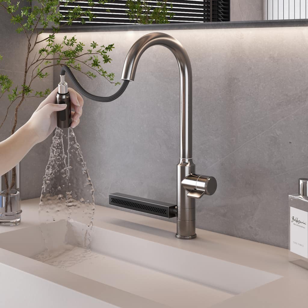 Versatile Bathroom Faucet with Extendable Sprayer and Swivel Spout
