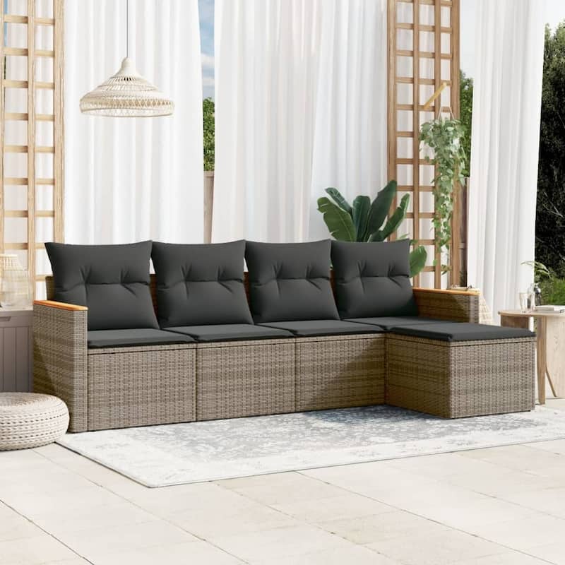 vidaXL Garden Sofa Set Black - 24.4 x 24.2 x 27.2 - Gray Large Without table