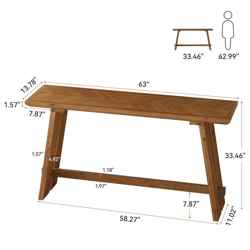 63-Inch Sofa Table Behind Couch for Living Room