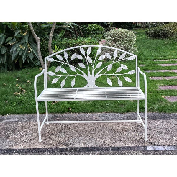 Bench Tree Pattern Metal Garden Bench Tree Pattern-White - Bed Bath & Beyond - 42669108